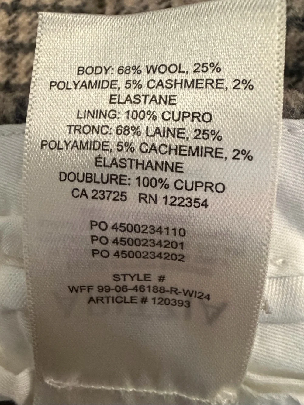 Aritzia Woman’s Plaid Dress Pants - Beige/Tan